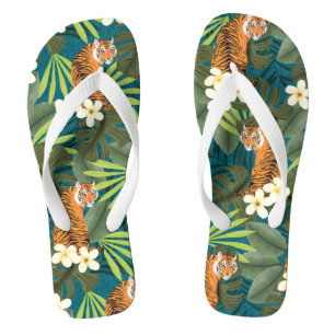 Tongs Tigre tropical Hawaiian Palm Jungle Turquoise