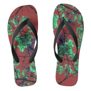Tongs Tissu Floral, Rouge