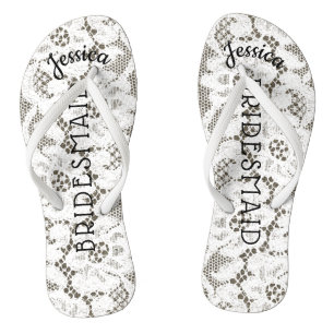 Tongs Toile de jute blanche florale de dentelle de