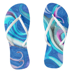 Tongs Tons bleus Abstraits Flip Flops adultes, Sangles m