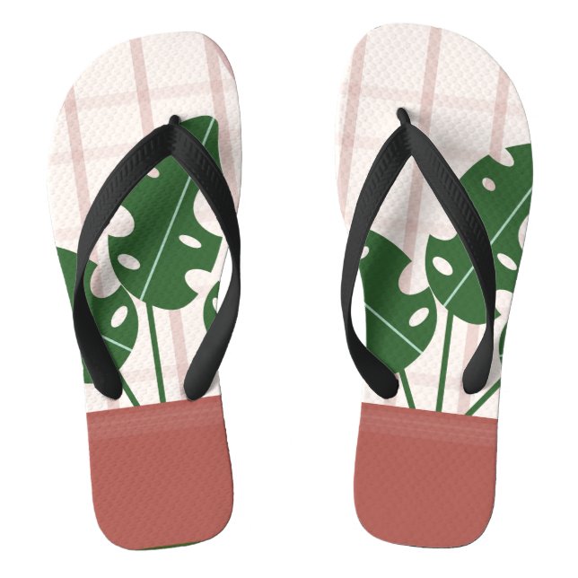 Tongs Topique Monstera Terracotta rose Plaid (Semelle)