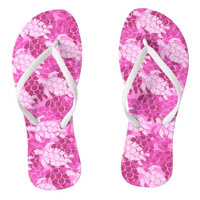 Tongs Tortue de mer de Honu Tapa rose hawaïen (Semelle)