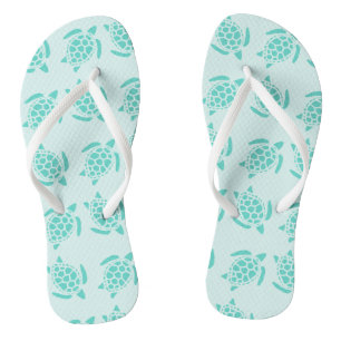 Tongs Tortue de mer sur Mariage marin bleu océanique
