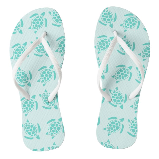 Tongs Tortue de mer sur Mariage marin bleu océanique (Semelle)