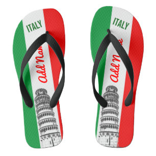Tongs Tour penchée customisée de Pise et de drapeau
