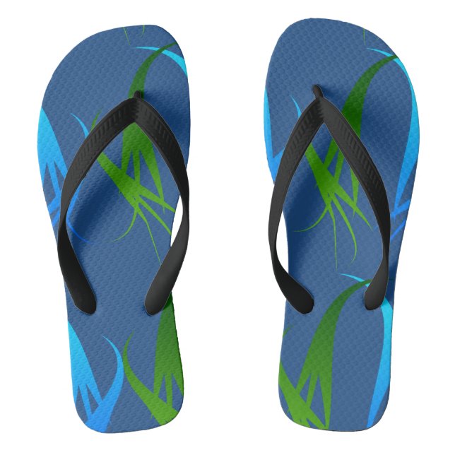 Tongs Tournes abstraites vertes et bleues (Semelle)