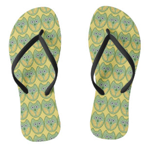 Tongs Tournes De Chouette Verte Et Jaune
