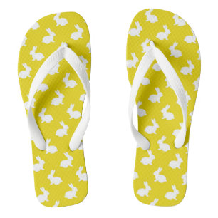 Tongs Tournes de lapins jaunes et blancs