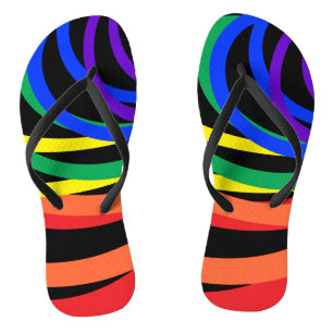 Tongs Tournes de Motif couleur Abstrait Rainbow Moons