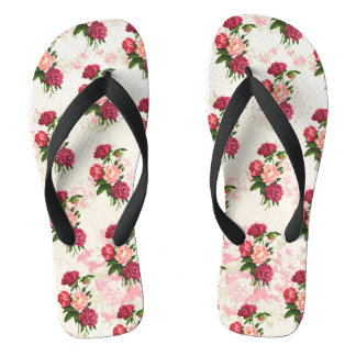 Tongs Tournes de roses roses Shabby