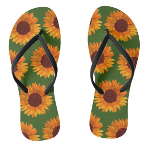 Tongs Tournesols rustiques Joli Motif botanique
