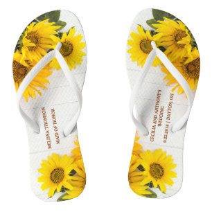 Tongs Tournesols sur des bascules électroniques en bois