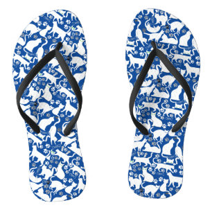 Tongs Tous les chats motif.w.bx4 Bleu BG