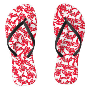Tongs Tous les chats motif.w.bx4 Rouge BG