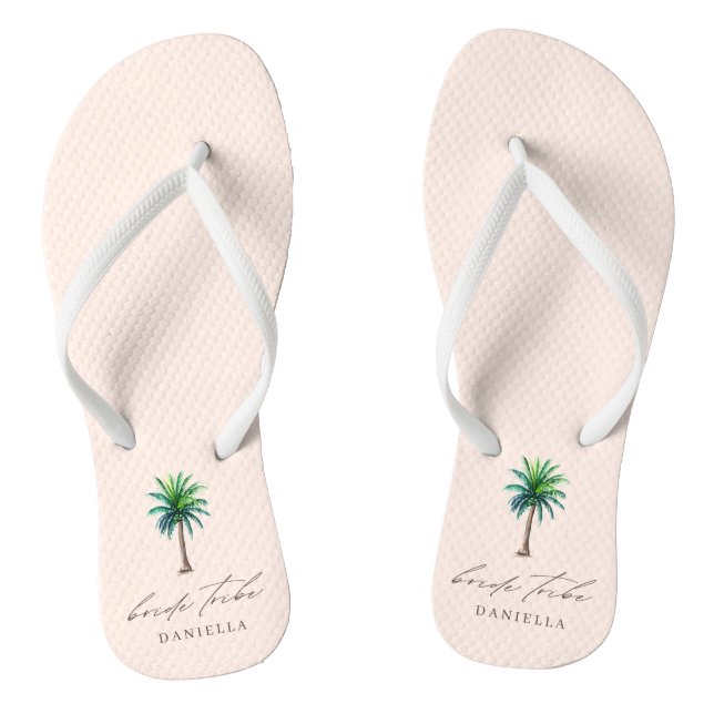 Tongs Tribe de mariée de palmier moderne Blush Bachelore (Semelle)