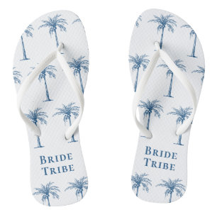 Tongs Tribu de la mariée bleu palmier tropical