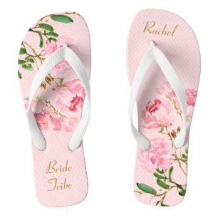 Tongs Tribu de mariée Mariage rose personnalisée
