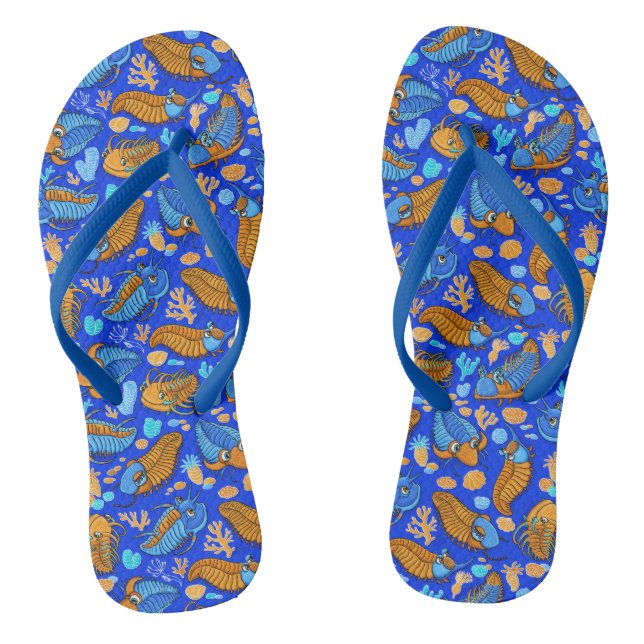 Tongs Trilobites sur arrière - plan bleu foncé (motif en (Semelle)