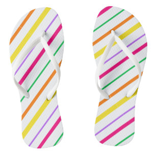 Tongs Tropical Rose Vert Orange Yellow Stripes Flip Flo