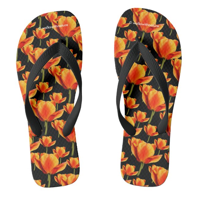 Tongs Tulipes tordues jaunes et rouges (Semelle)