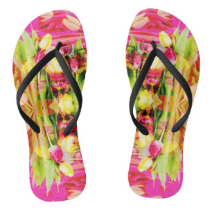 Tongs TULIPS - Tulipes colorées d'art fractal -