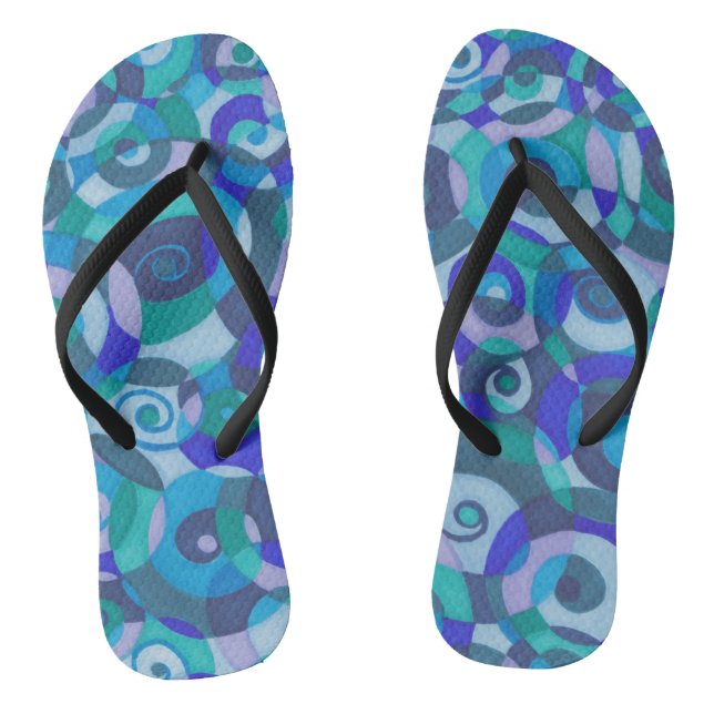 Tongs Turbulence du jour venteuse Spirales bleues vertes (Semelle)