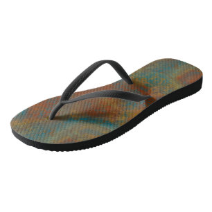 Tongs Turquoise et Abstrait Rouille