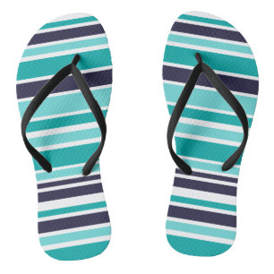 Tongs Turquoise et rayures bleu foncé