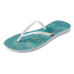 Tongs Turquoise et rouille abstrait