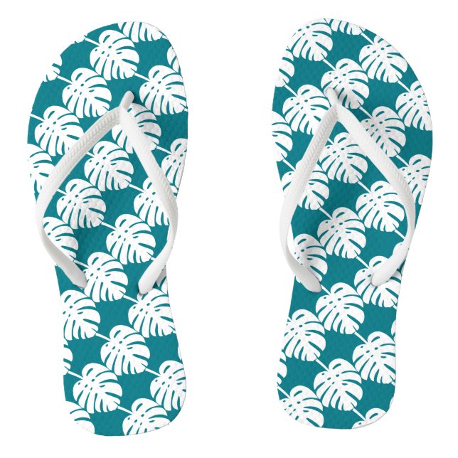 Tongs Turquoise feuille de palme pantoufles de plage ou  (Semelle)
