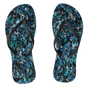 Tongs Turquoise, sarcelle et abstrait noir 