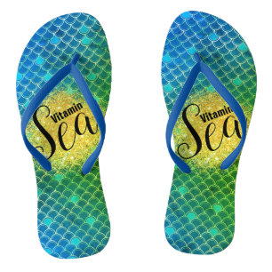 Tongs Turquoise vert ombre Écailles de sirène Personnali