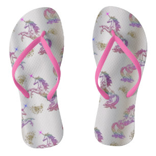Tongs Unicornes arc-en-ciel cristal
