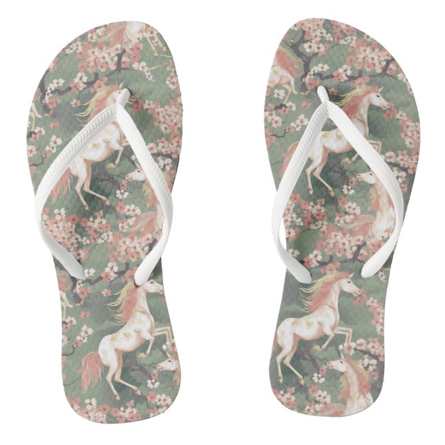 Tongs Unicornes et fleurs de cerisiers (Semelle)