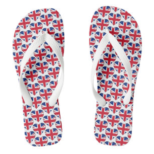 Tongs Union Jack Drapeau couleurs Coeurs Motif Patriotiq