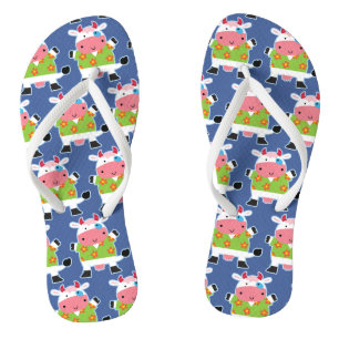 Tongs Vache à bande dessinée de chemise hawaïenne