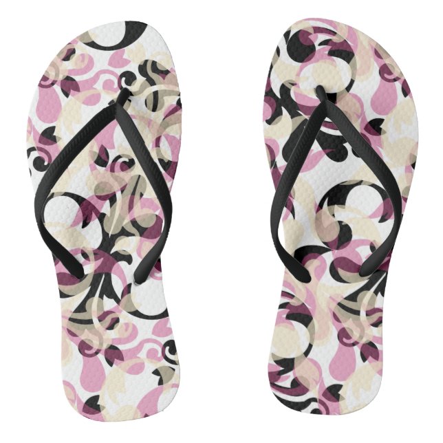 Tongs Vagues Abstraites de couleur noire rose (Semelle)