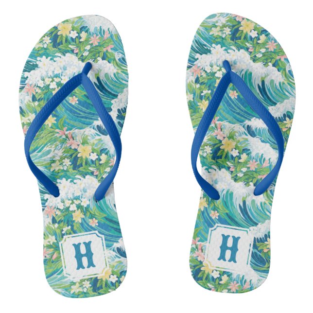 Tongs Vagues de plage tropicale de Preppy | Paire de ton (Semelle)