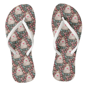Tongs Valentine Sloth Motif