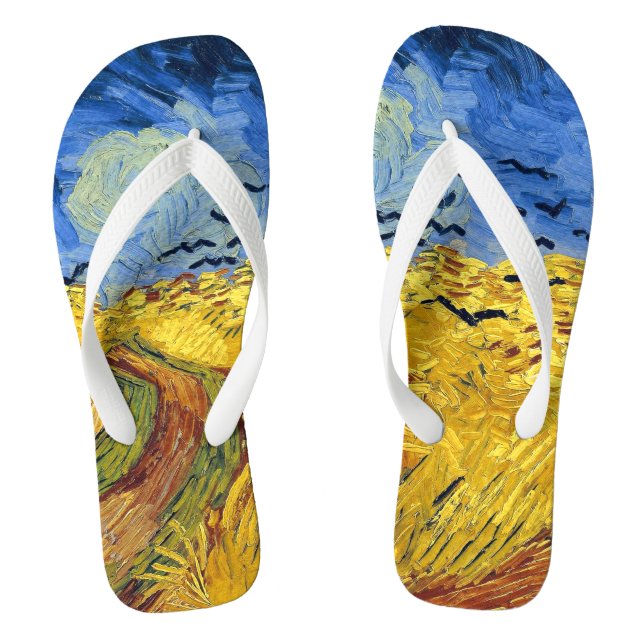 Tongs Van Gogh Champs de blé Impressionniste Peinture (Semelle)
