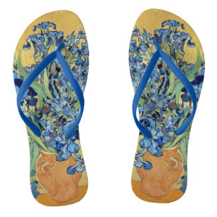 Tongs Van Gogh Irises Vase Jaune Fleurs Arrière - plans 