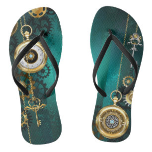 Tongs Veille bijoux Steampunk sur un Arrière - plan vert