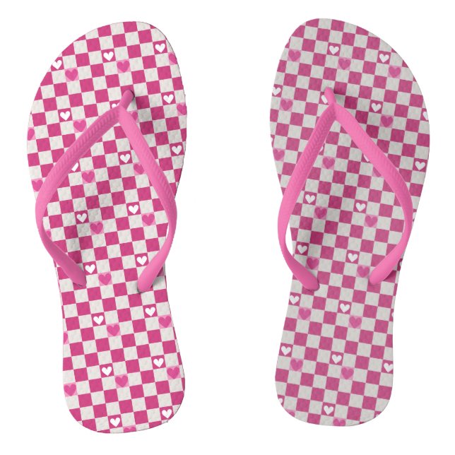 Tongs Vérificateurs et coeurs roses (Semelle)