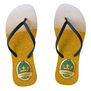 Tongs Verre de bière amusant et Cool Nom d'insigne d'or