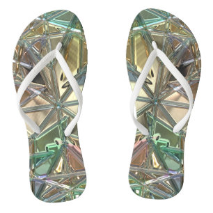 Tongs Verre tendu look or rose abstrait turquoise