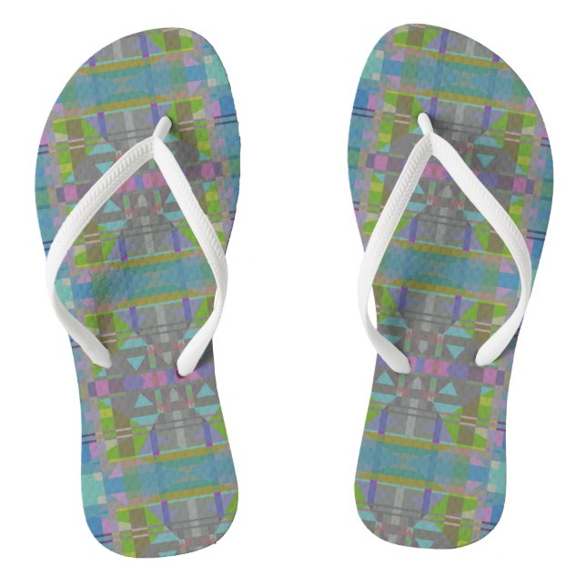 Tongs Vert bleu violet géométrique (Semelle)