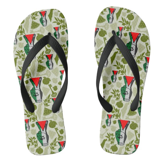 Tongs Victory Sign Hand Resistance Red Triangle Symbol (Semelle)