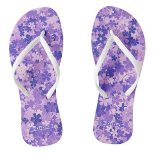Tongs Violet Floral Élégant Violet Blossom Motif