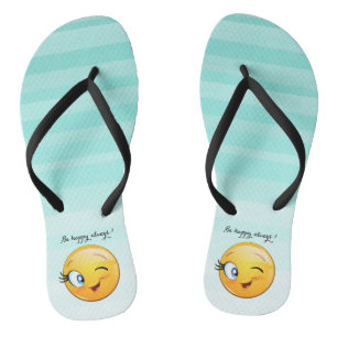Tongs Visage d'Emoji clin d'œil adorable - Soyez heureux