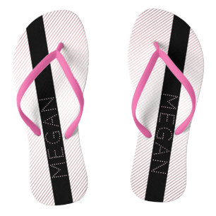 Tongs Votre nom Blanc fin et Rose subtil Ombre Stripes